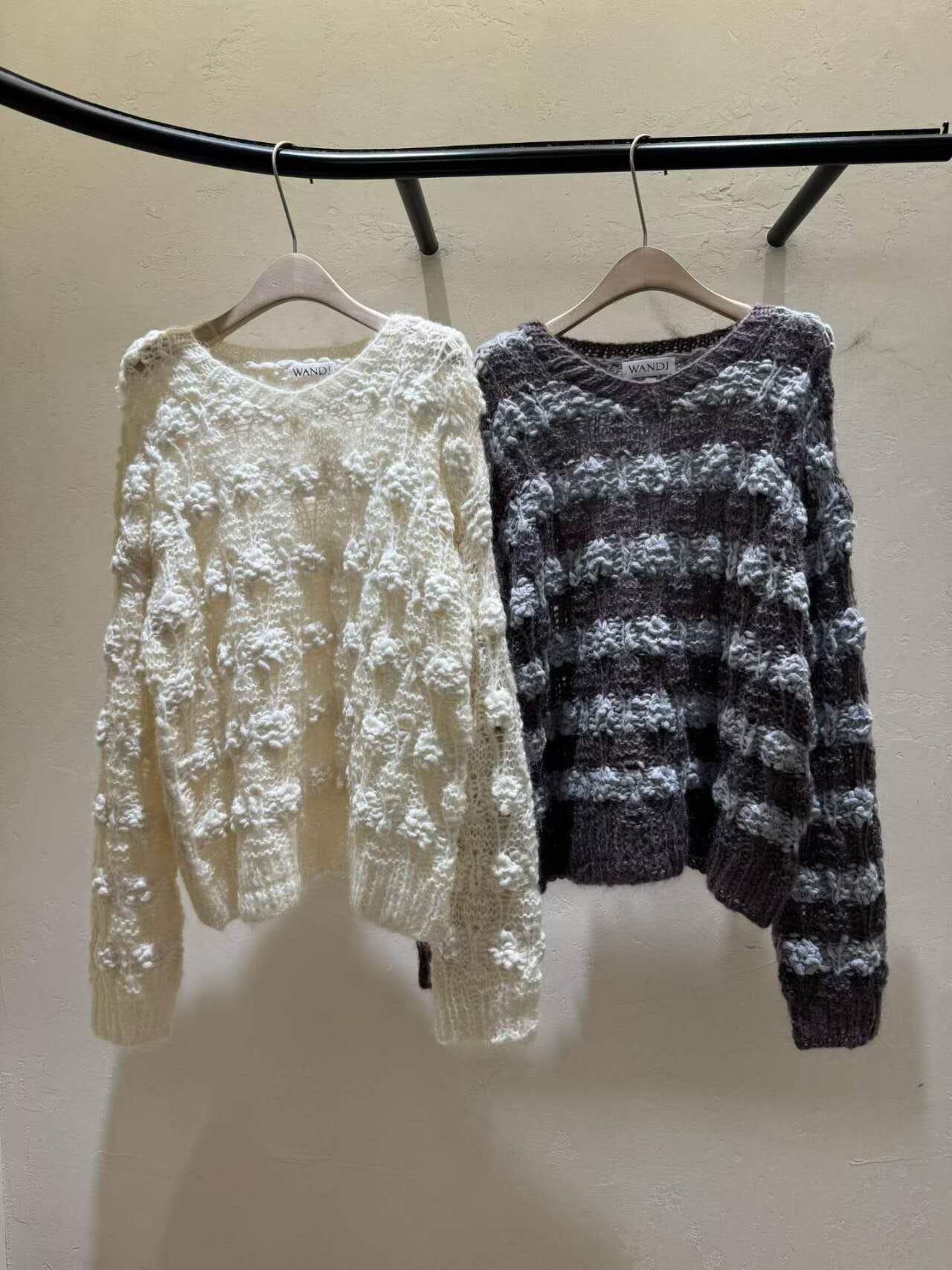 WJ5137 針織立體波波小V領上衣