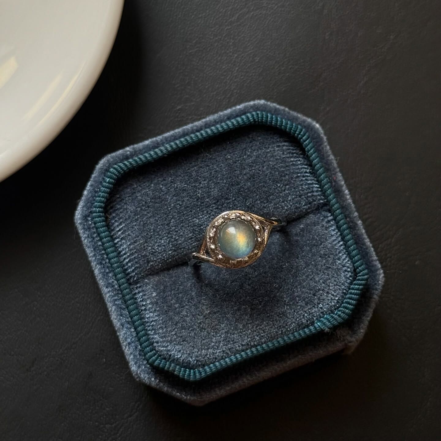 [原石] 拉長石 水晶戒指