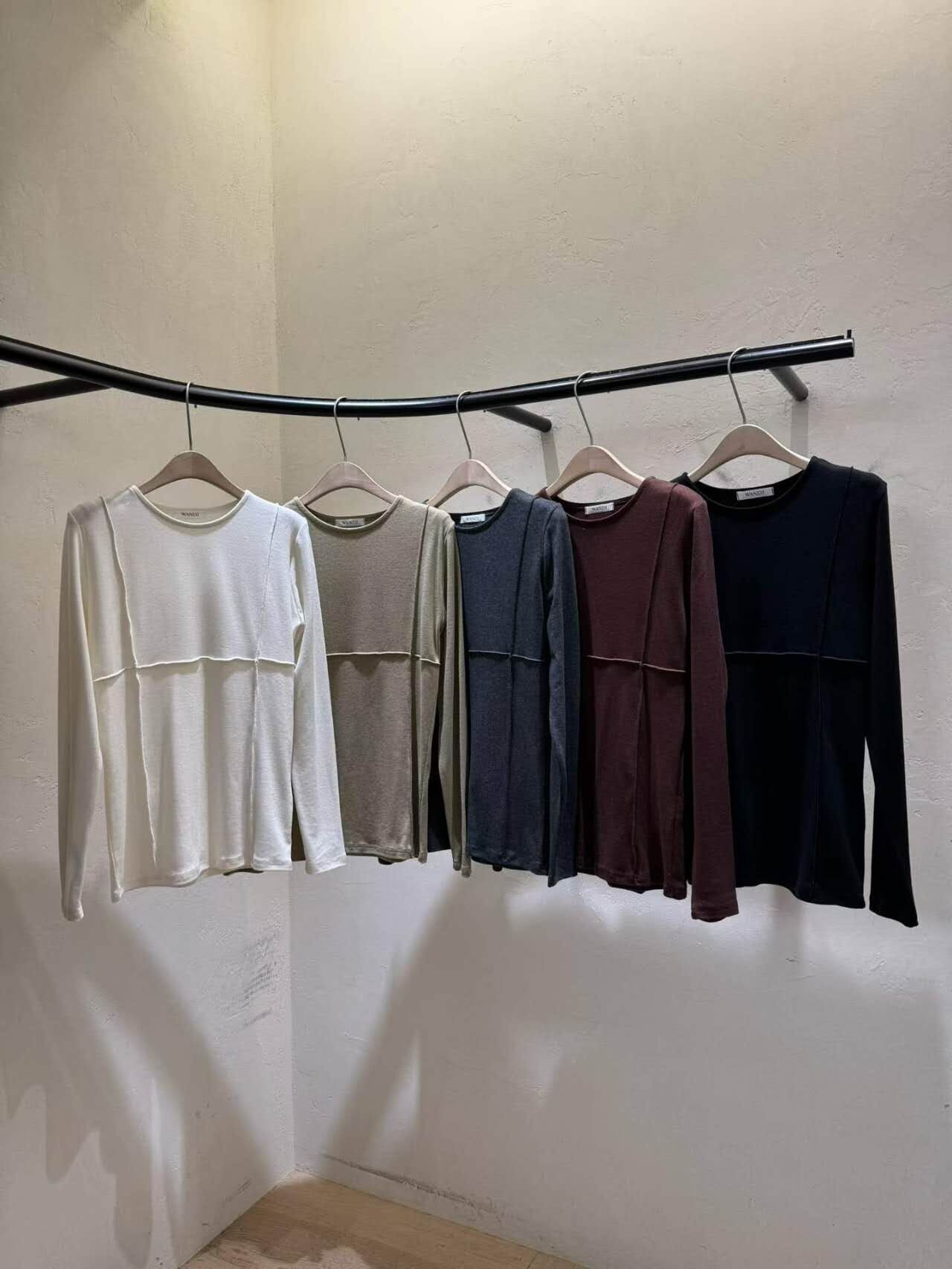 WJ5145 立體捲捲拼接圓領上衣