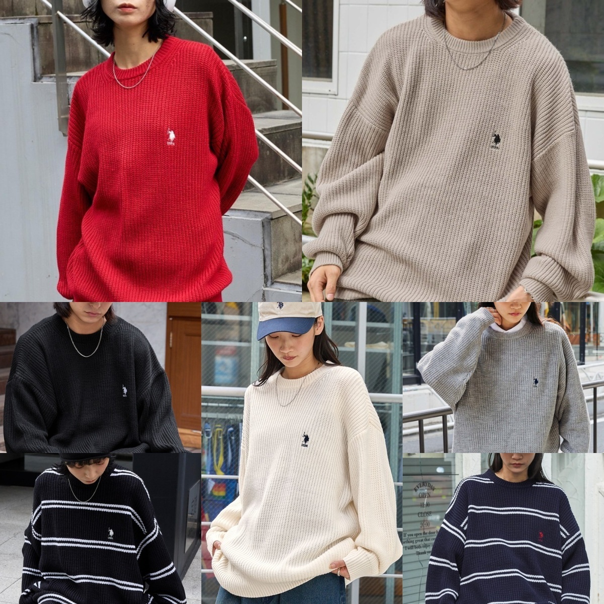 預購┃U.S. POLO ASSN. 別注 刺繡 寬鬆 粗針織 針織衫