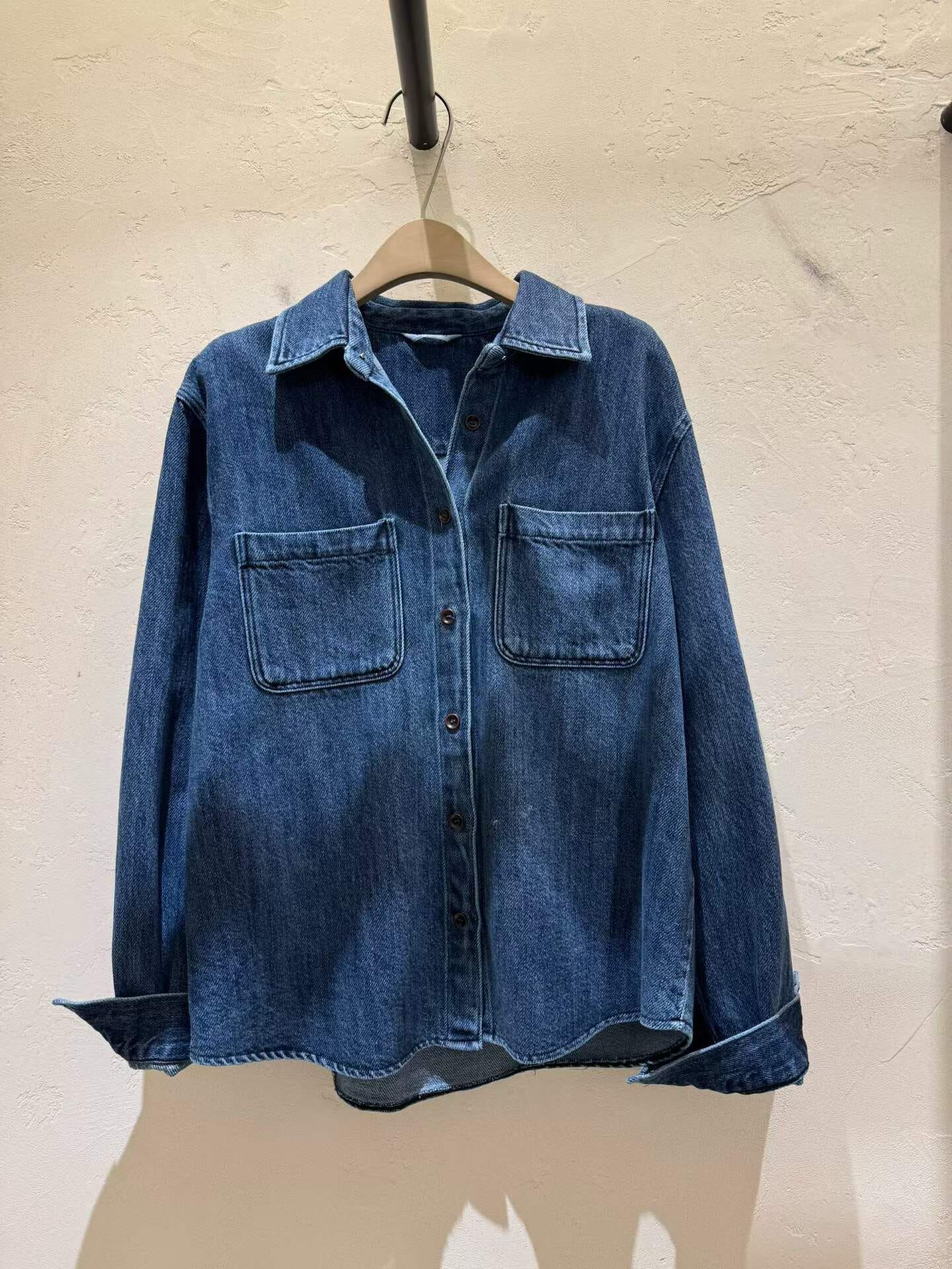 WJ5117 雙口袋垂感翻領牛仔棉外套