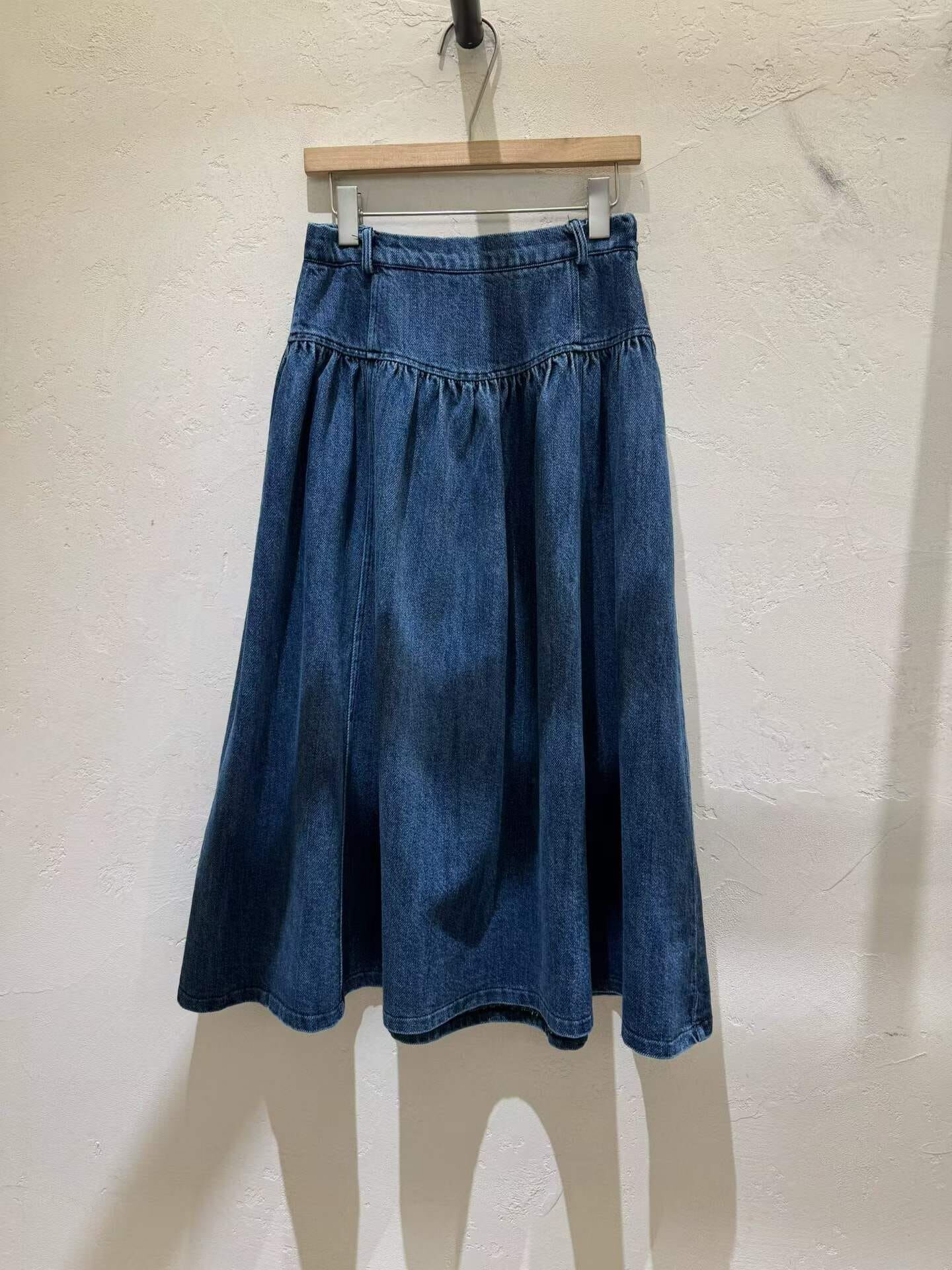 WJ5118 後橡筋收腰牛仔傘裙