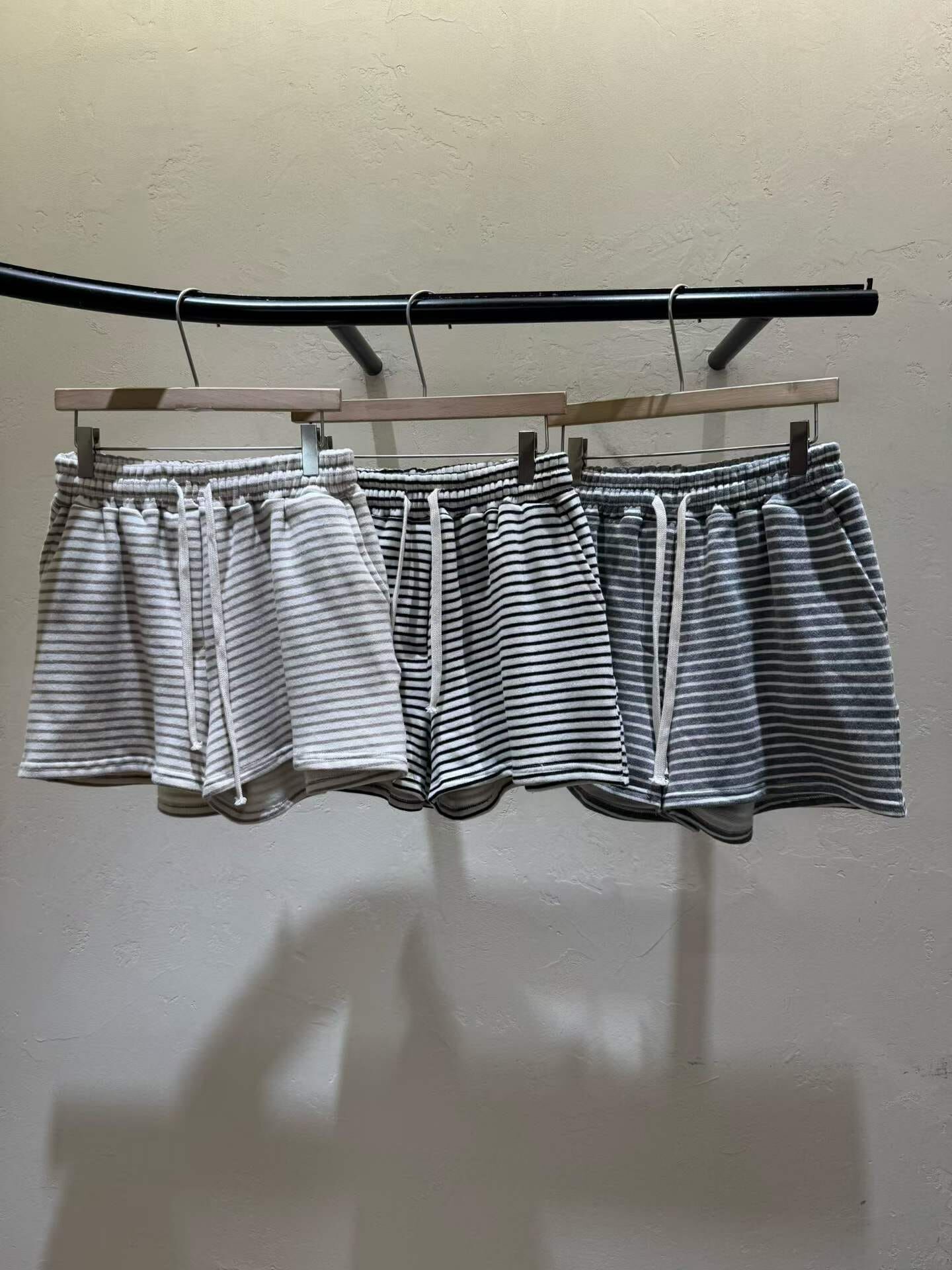 WJ5120 全橡筋條紋休閒短褲