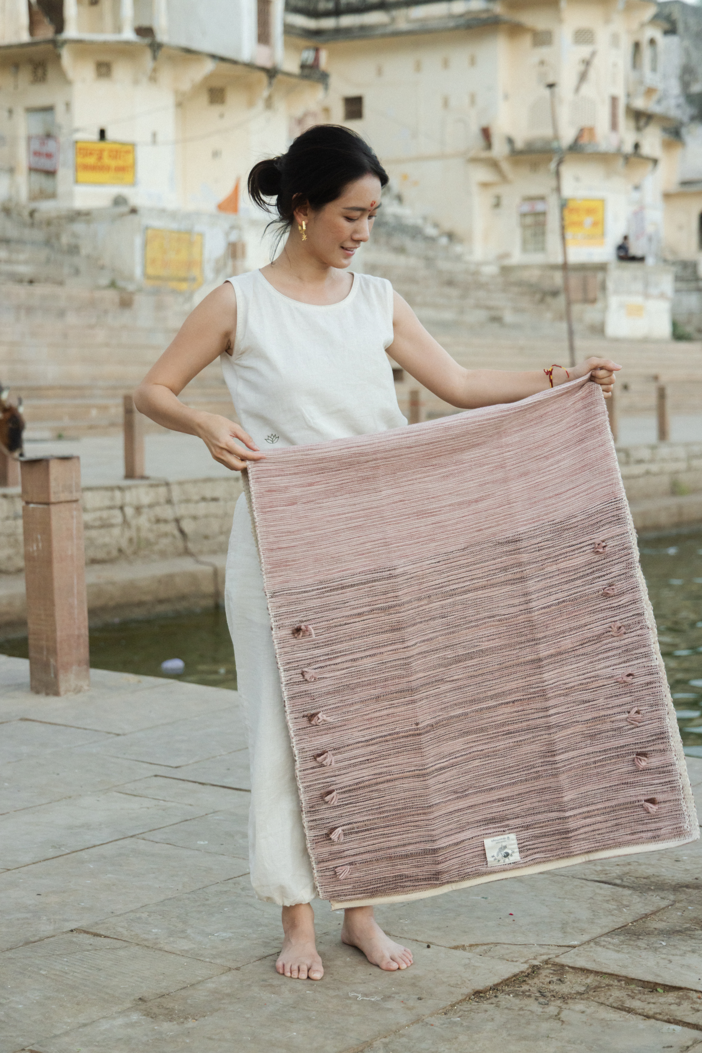 【YOGA】印度手工染織瑜伽墊_粉紫色