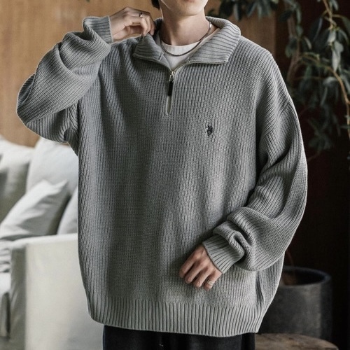 U.S. POLO ASSN. 羅紋針織 半拉鍊針織衫 長袖 上衣 寬鬆 98469058