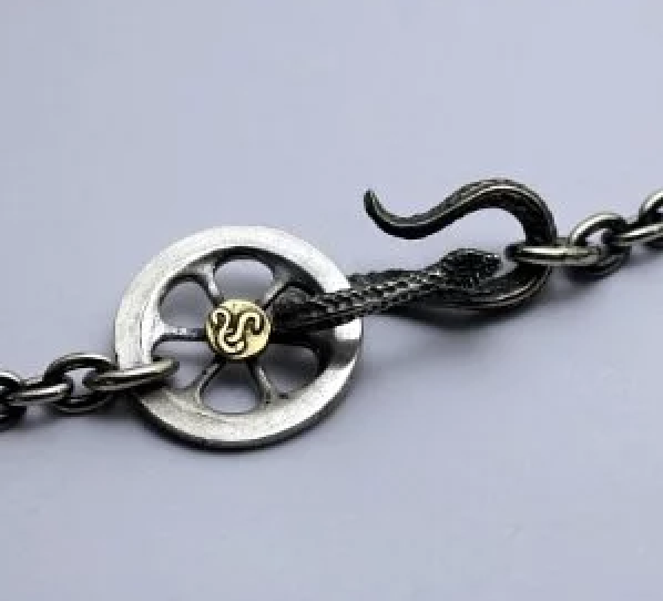 FCC-01 1.25mm豆鏈/蛇鉤&K18蛇金屬輪頸鏈