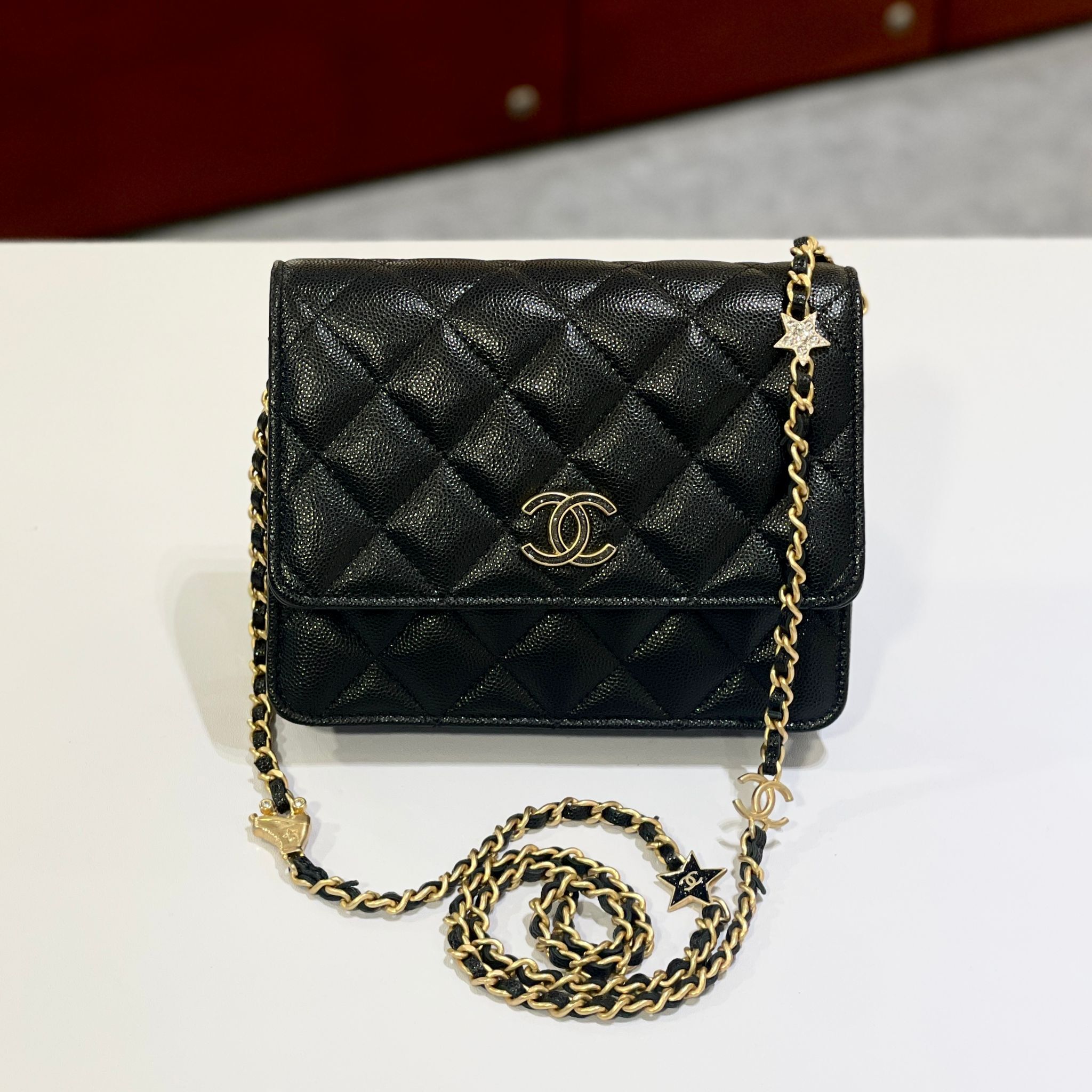 全新CHANEL 方形WOC AP3755 黑色荔枝皮金扣 #BRAND NEW #香榭站正品
