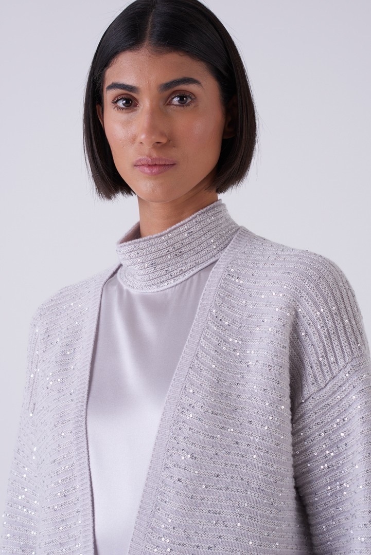 Amina Rubinacci銀絲亮片羊絨罩衫