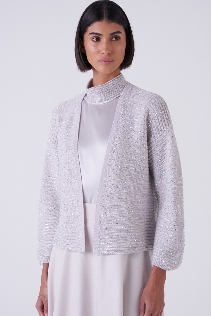 Amina Rubinacci銀絲亮片羊絨罩衫