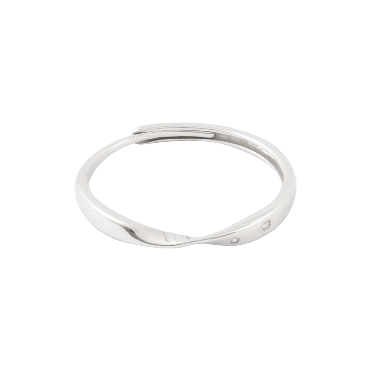 純銀對戒，情侶戒指 錯位雙弧拋亮留白；穩定氣場自在相守（4160男款）