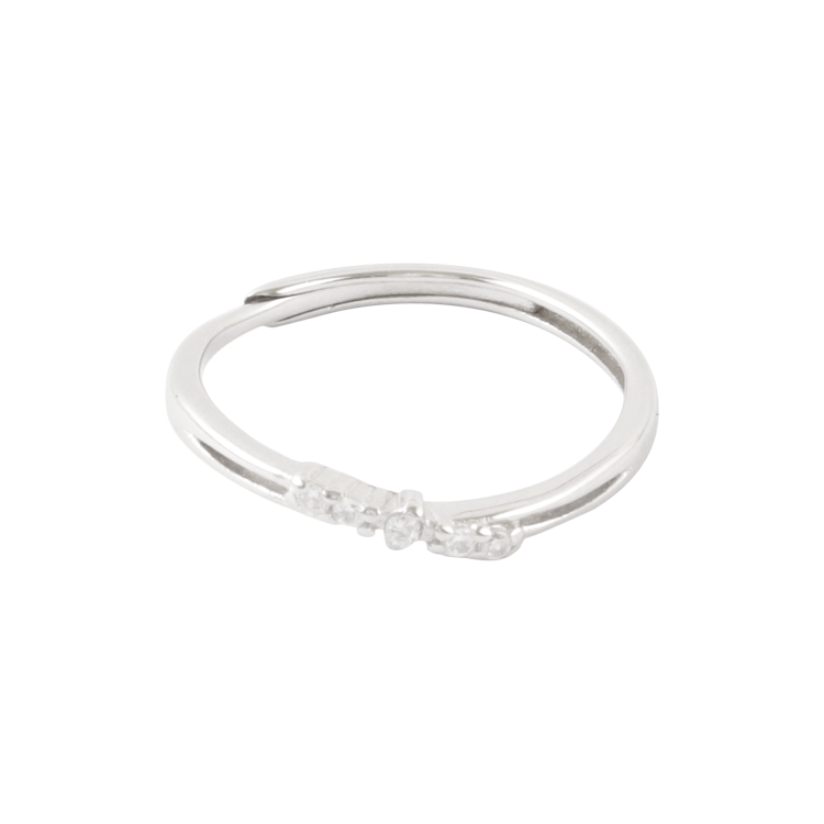 純銀對戒，情侶戒指 錯位雙弧微鑲光帶；柔亮流光細語相伴（4160女款）