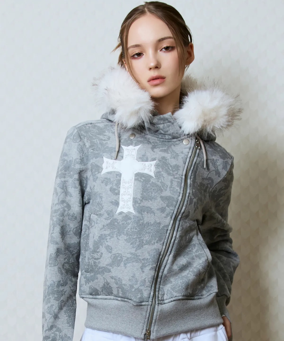 LUVISTRUE GT FUR UNBALANCE HOOD ZIP UP