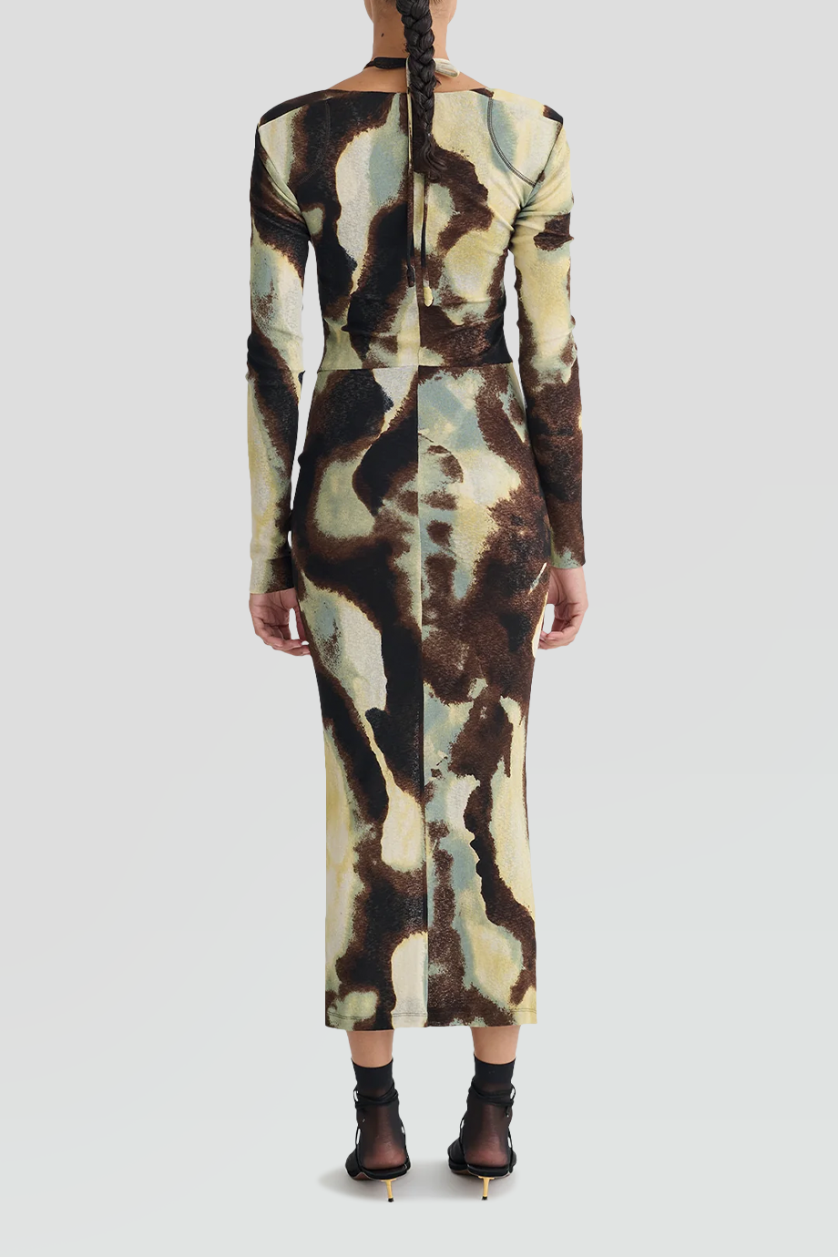 Nanushka｜APONI 暈染印花網紗針織長洋裝