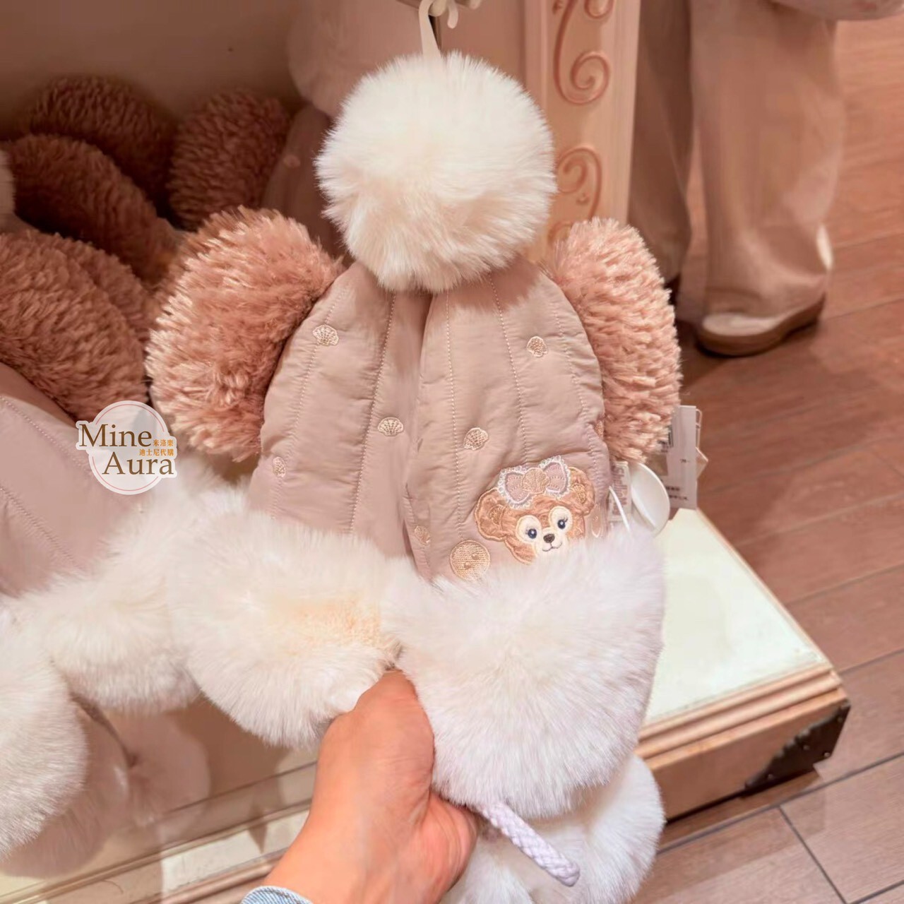 達菲 Duffy 與好友們 小小伙伴系列 雪莉玫 ShellieMay 毛球 立體耳朵 造型帽 帽子 -上海迪士尼樂園