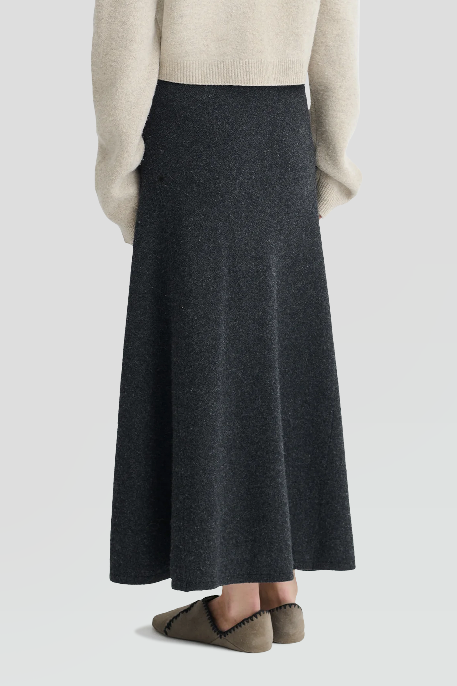 Nanushka｜PRIEL 水洗羊毛中長傘擺裙