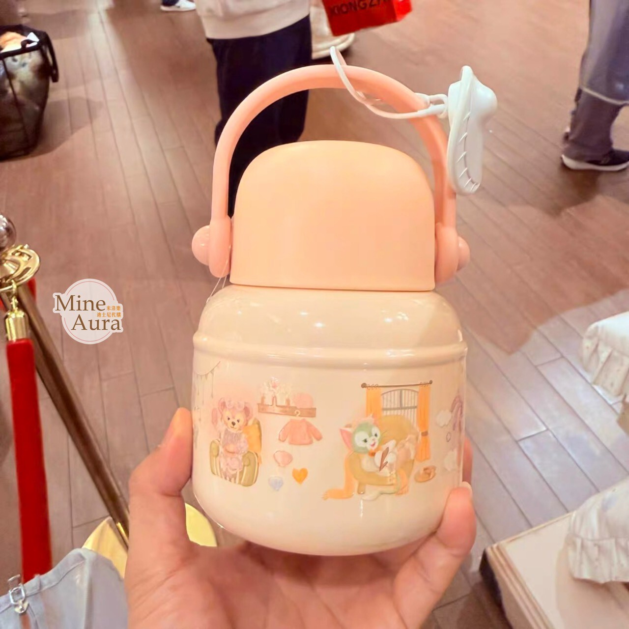 達菲 Duffy 與好友們 小小伙伴系列 圖案 不鏽鋼 附摺疊湯匙 保溫罐 -上海迪士尼樂園