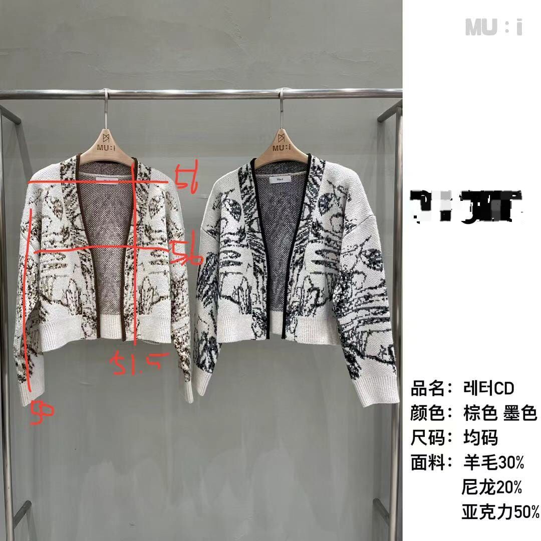 MU5113 植物花紋開衫羊毛外套