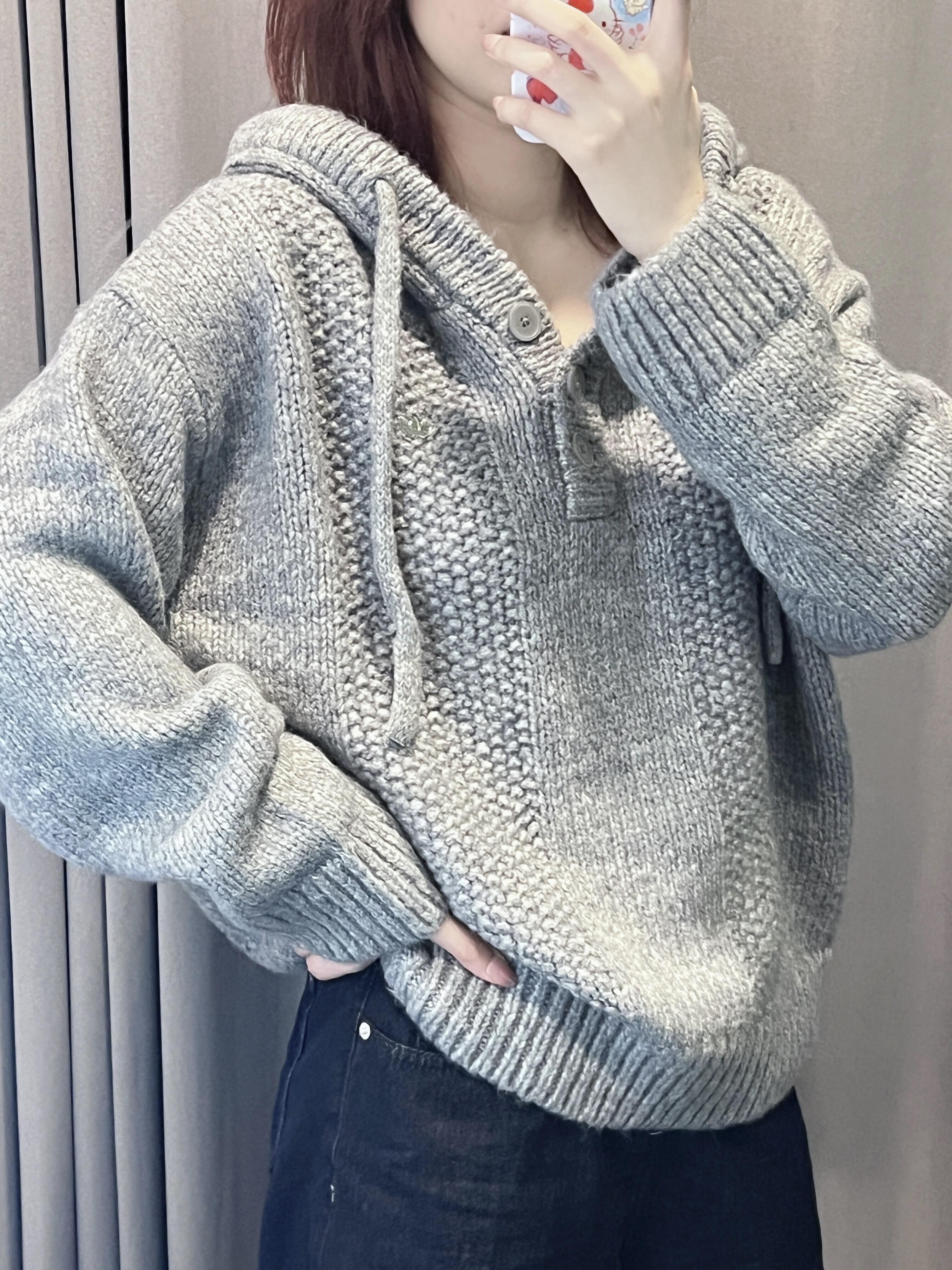 代購-Adidas Originals FW25 連帽 寬松 長袖 針織衫 女款