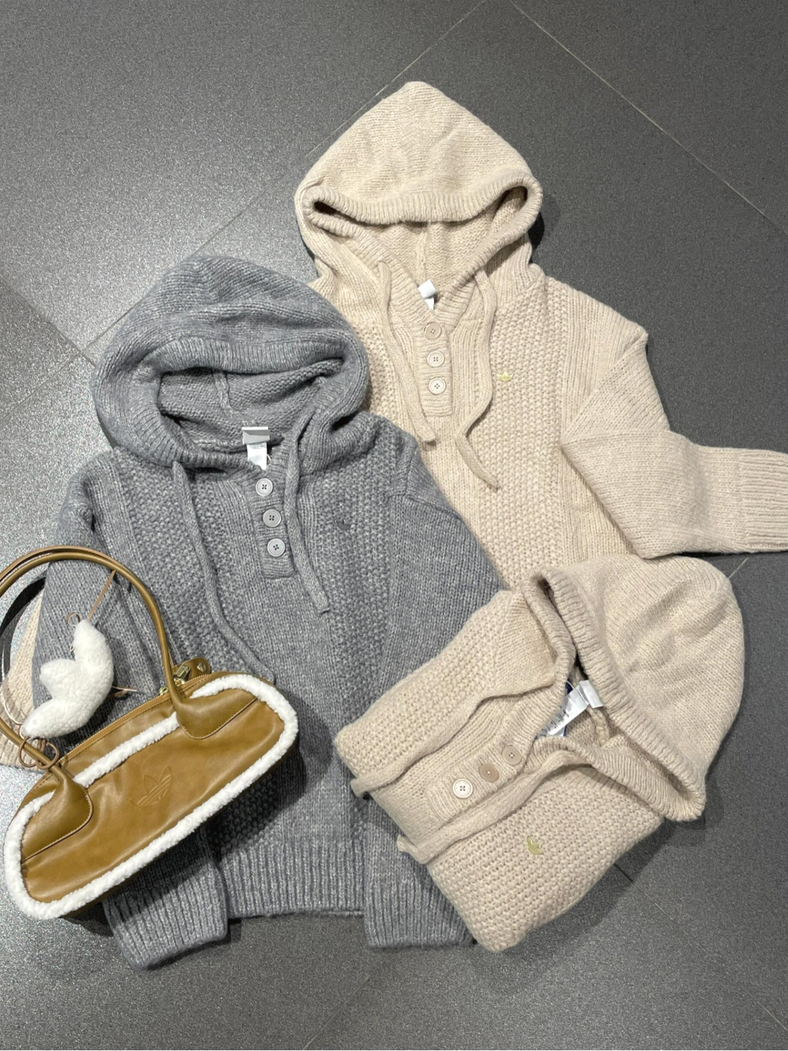 代購-Adidas Originals FW25 連帽 寬松 長袖 針織衫 女款