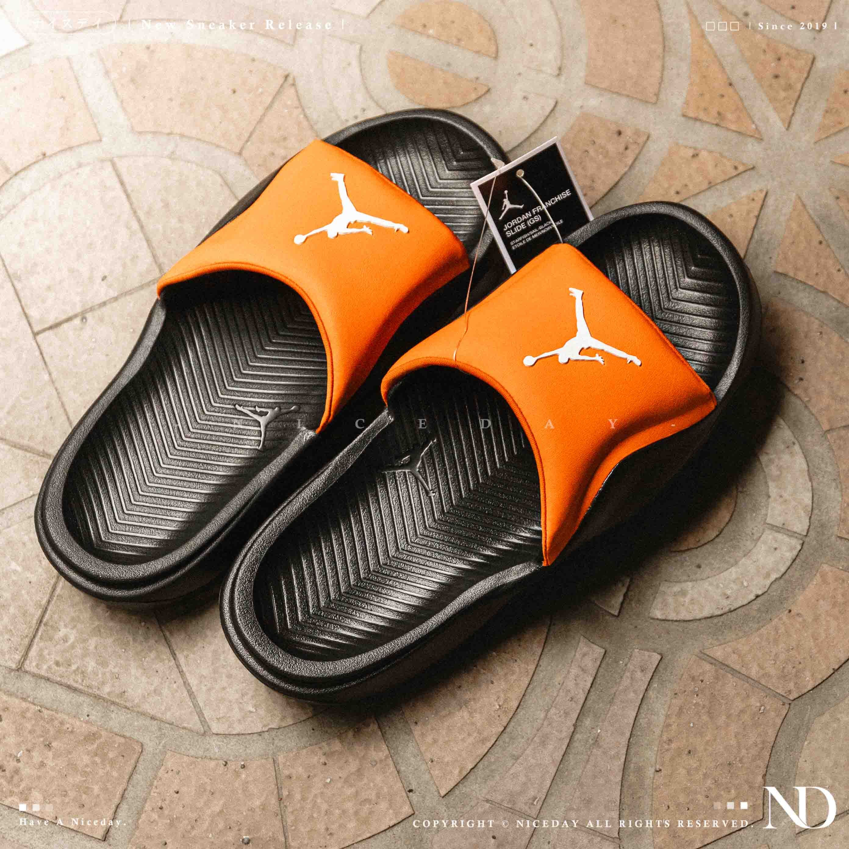 NICEDAY 現貨 NIKE JORDAN FRANCHISE SLIDE 黑橘 拖鞋 女鞋 大童 喬丹 HF4490-800