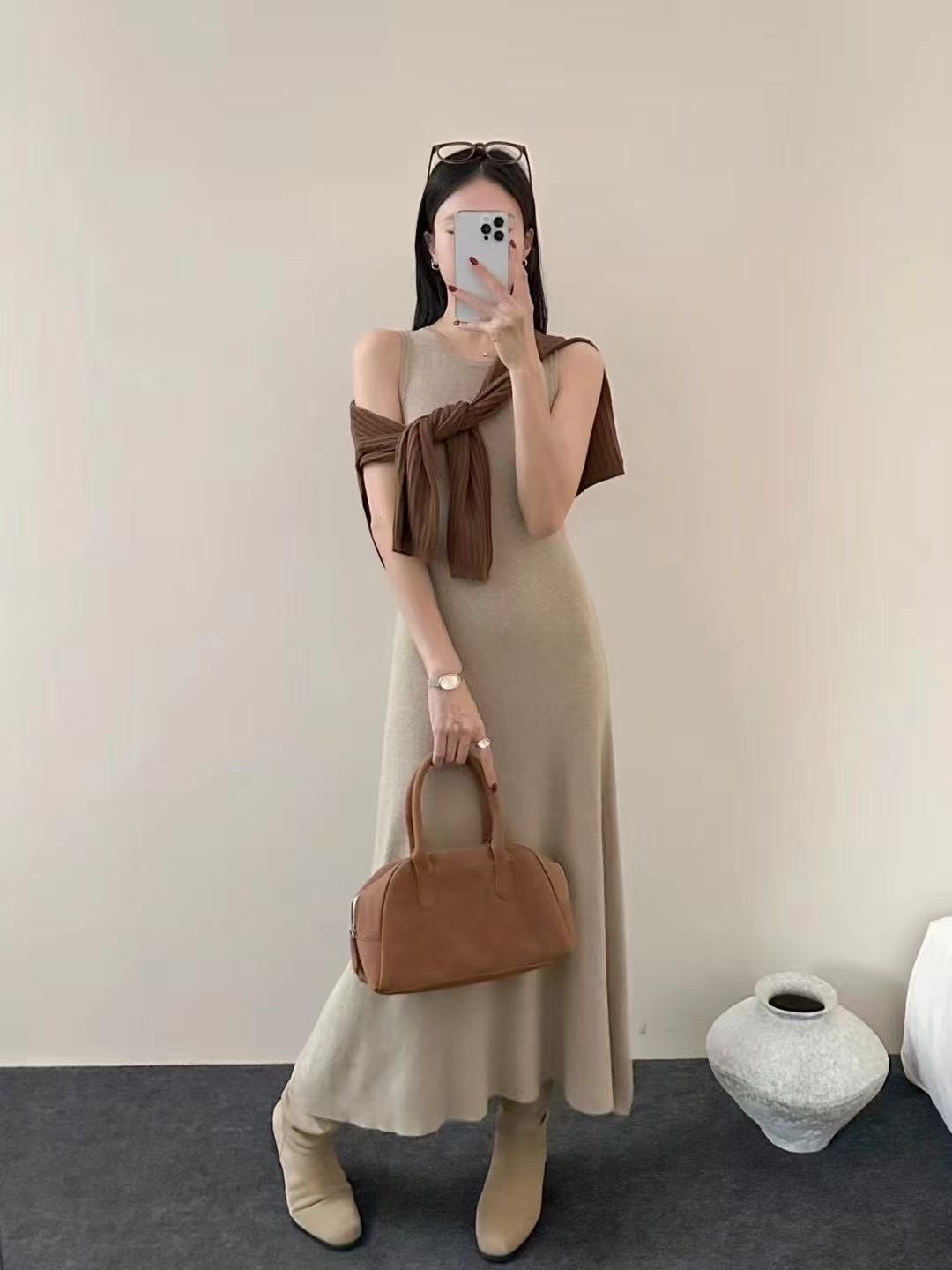 251傘狀針織背心長洋