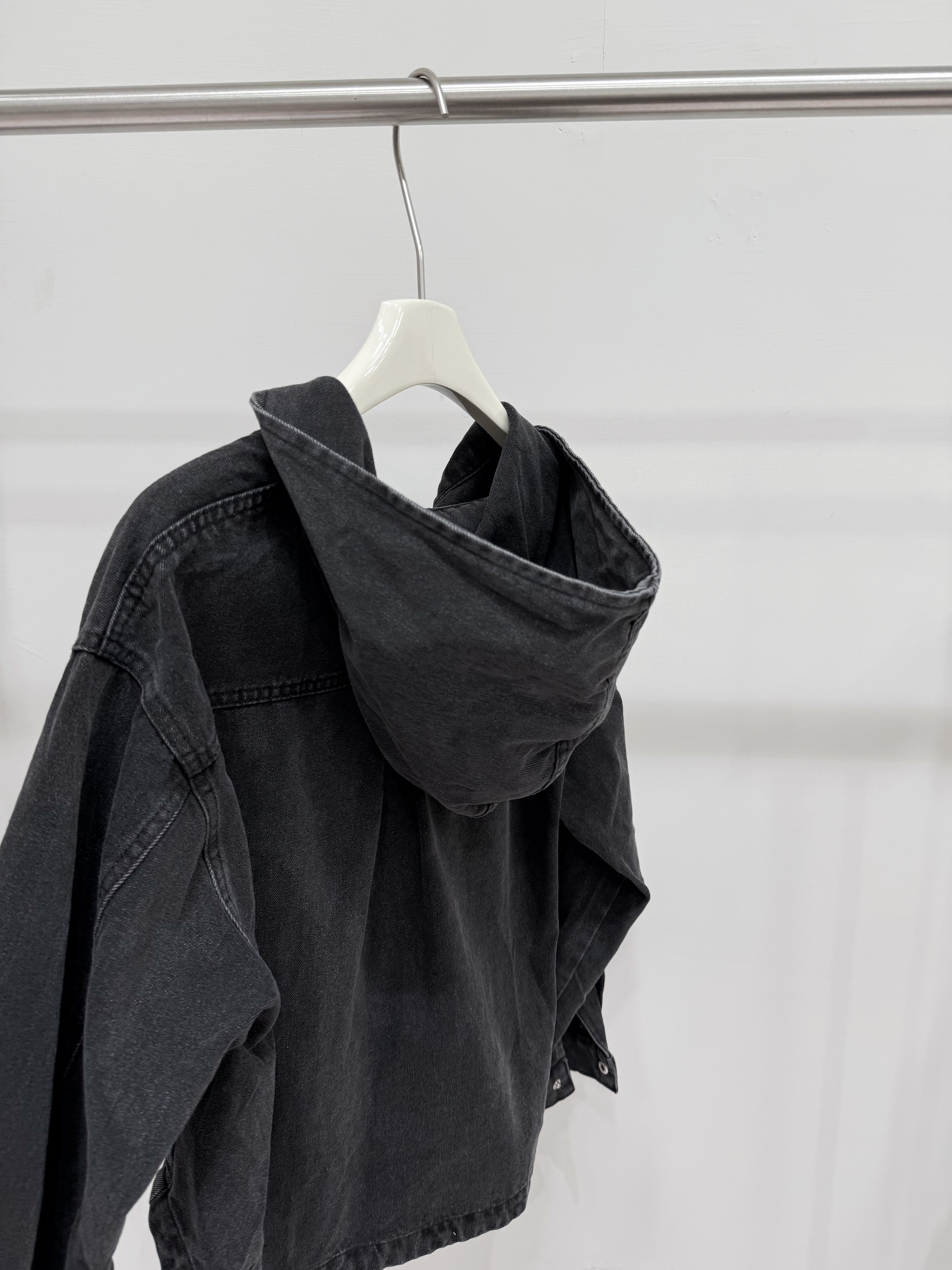 0879 立領連帽牛仔外套