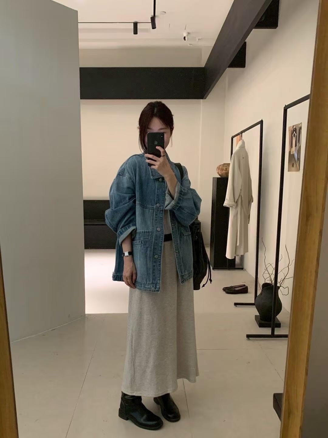 227 磨白刷色寬鬆牛仔外套