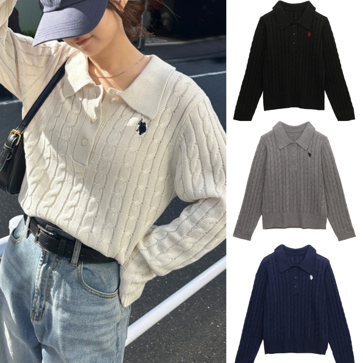 預購，預計2026年1月初到貨┃U.S. POLO ASSN. 刺繡 針織 麻花 長袖 毛衣 polo衫