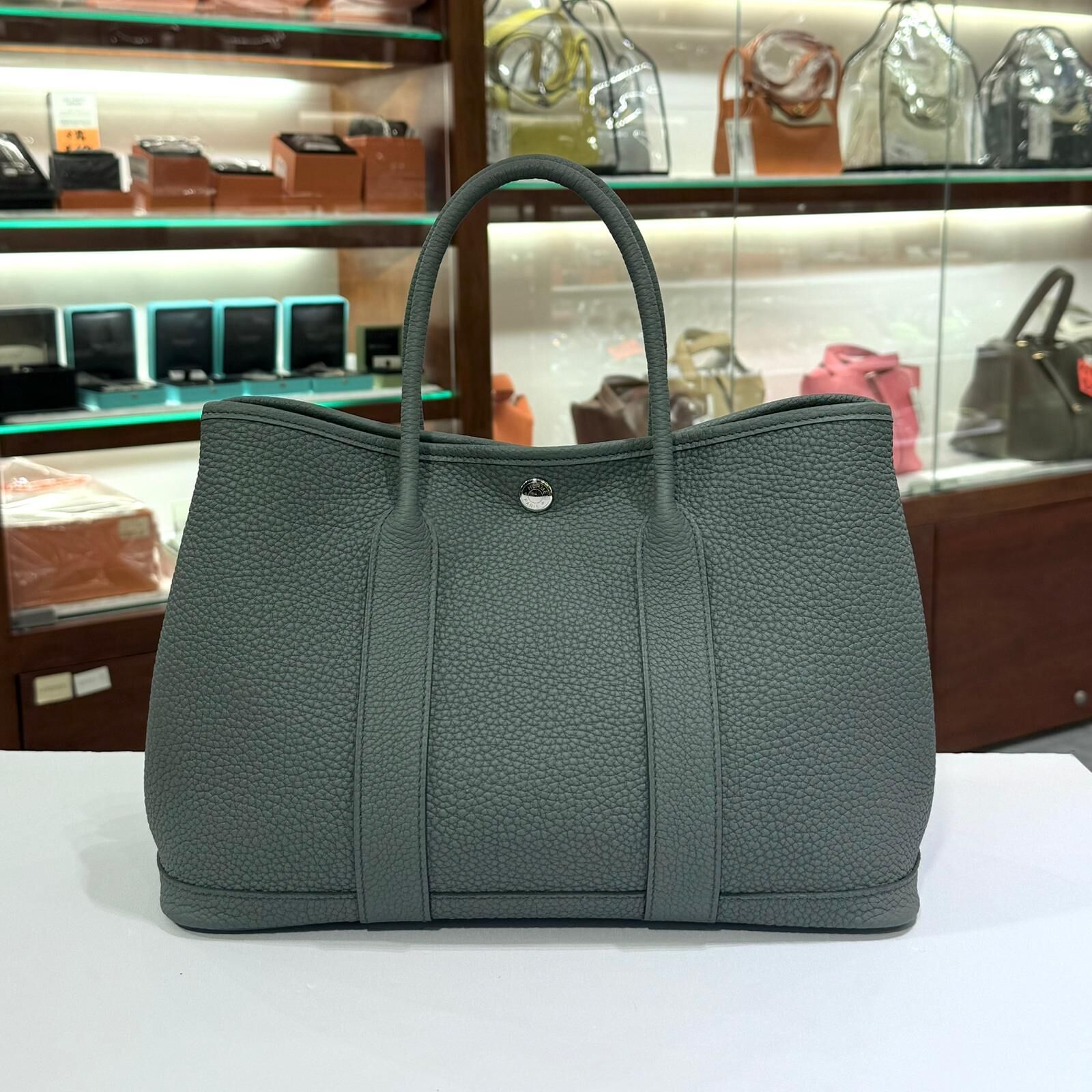 全新HERMES GP30 63杏仁綠Negonda皮 GARDEN PARTY 30  #BRAND NEW#香榭站正品