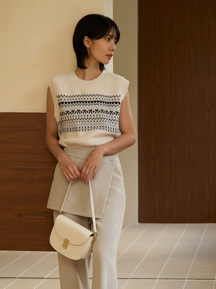 2603 提花圓領針織背心