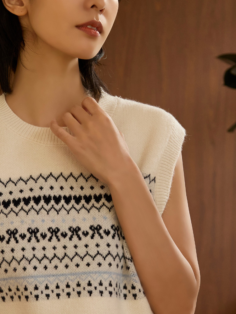 2603 提花圓領針織背心