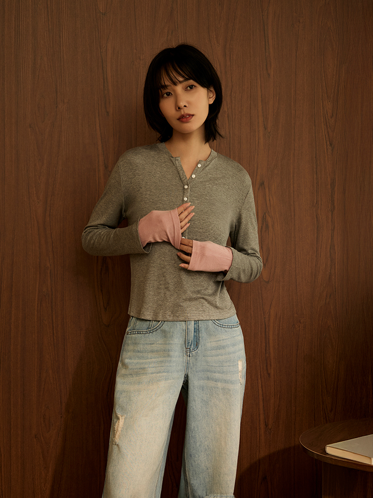 2603 OH!HER 假兩件開釦上衣