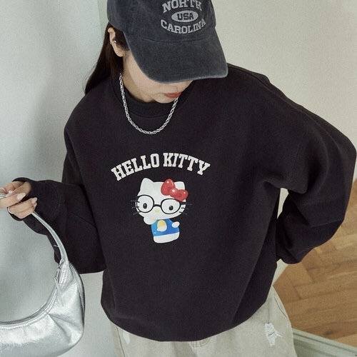 PUBLUX x HELLO KITTY 眼鏡學院風 大學T 長袖 上衣 凱蒂貓