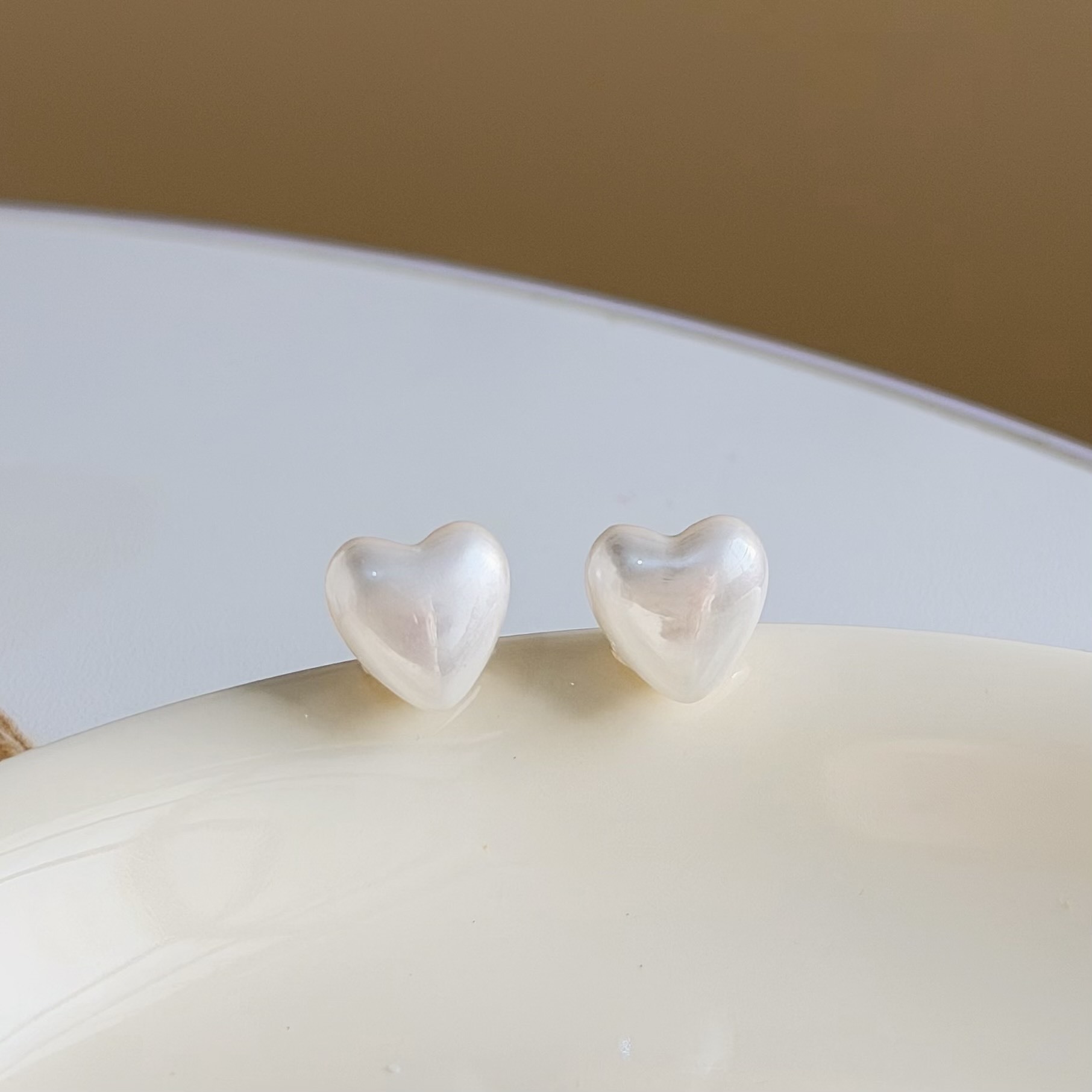 M06珍珠愛心耳貼