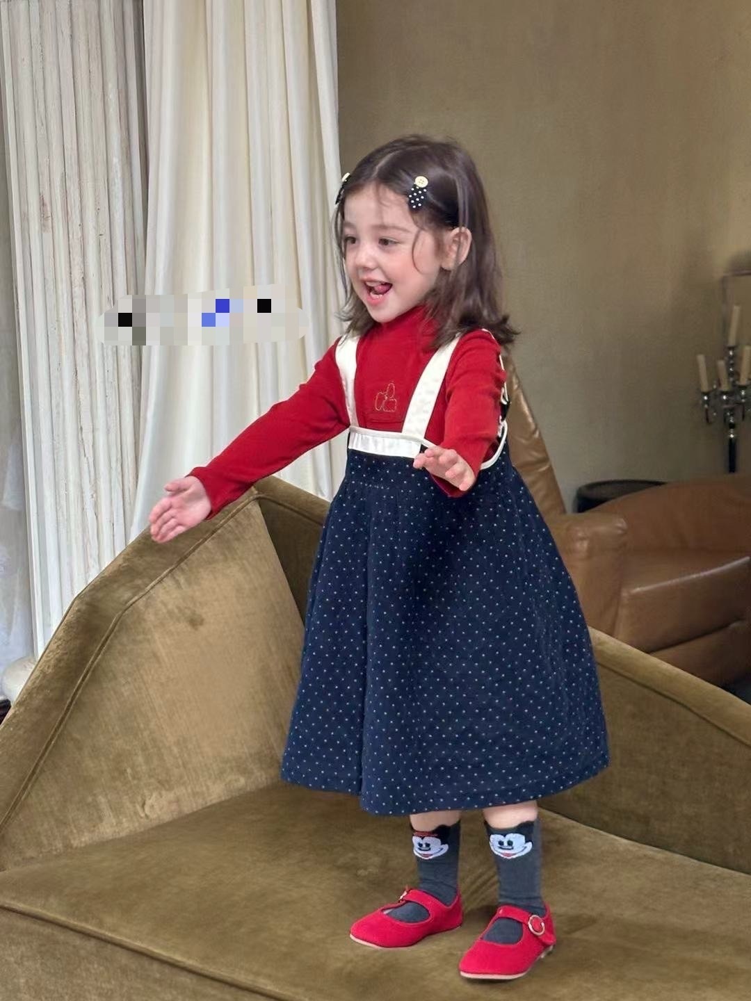 A03231設計師品牌燈芯絨側扣吊帶裙