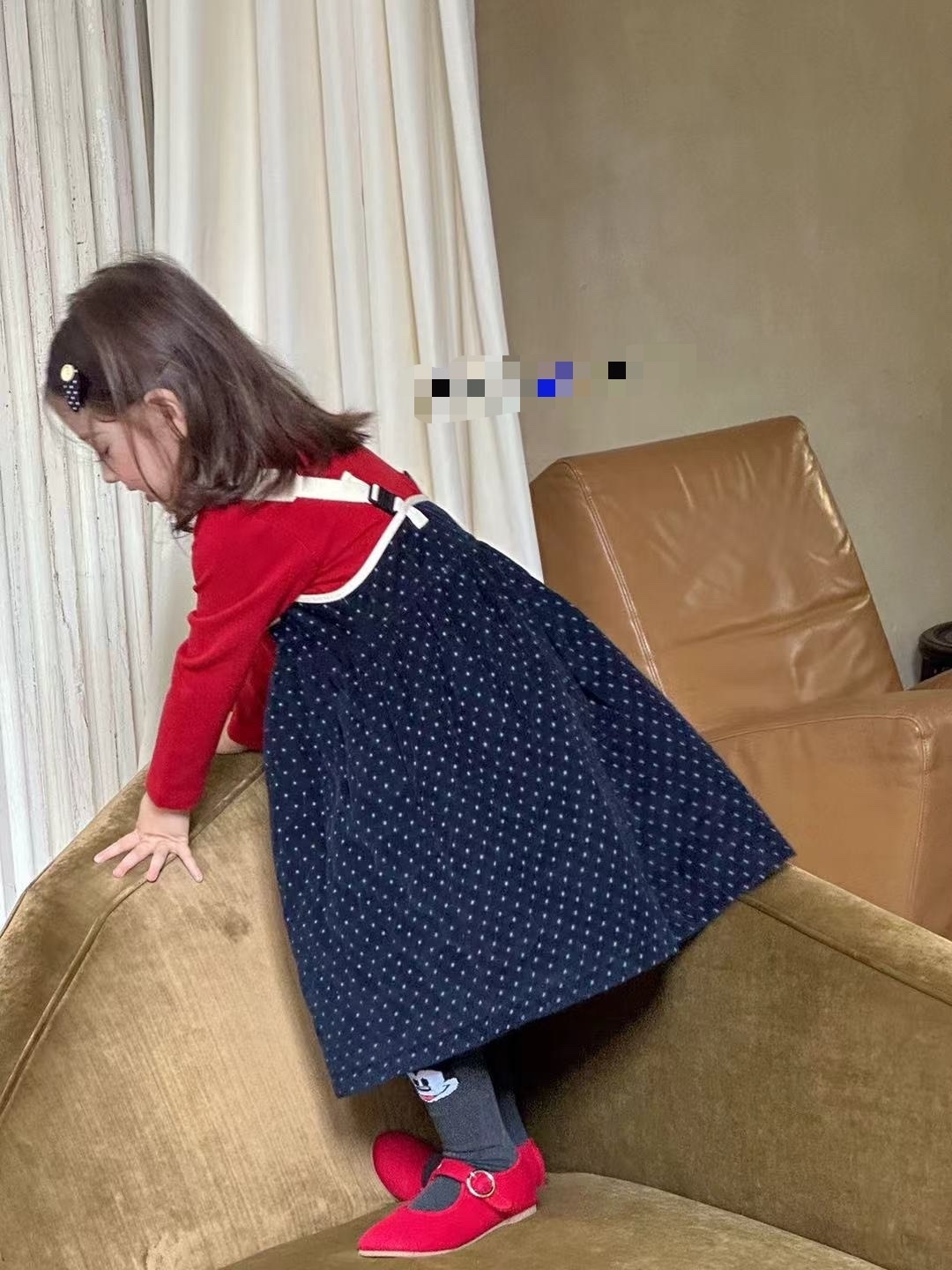 A03231設計師品牌燈芯絨側扣吊帶裙