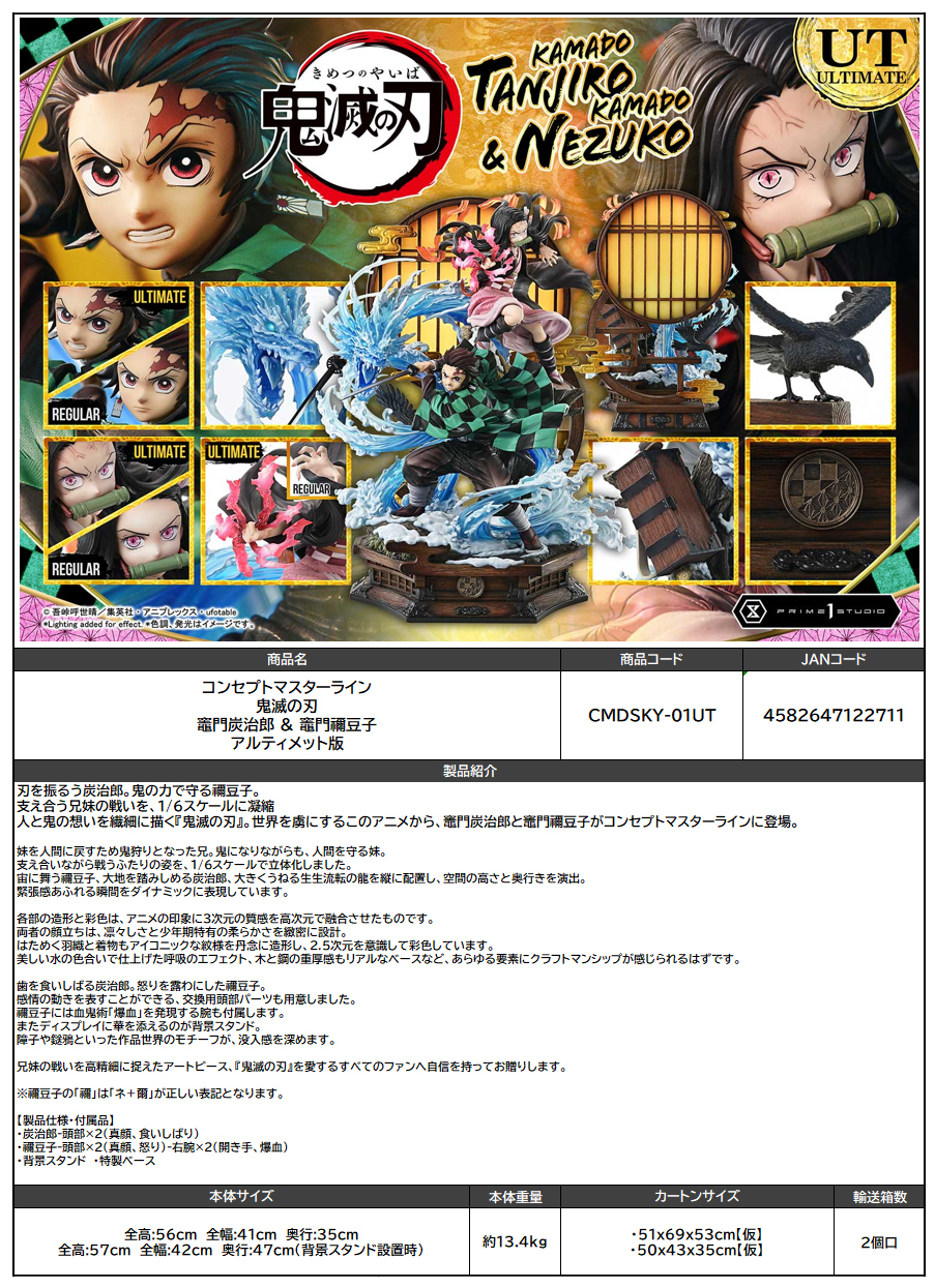 「ACG.GO」「預購」日版 Prime 1 Studio Concept Masterline 鬼滅の刃 竈門炭治郎&竈門禰豆子 Ultimate Ver