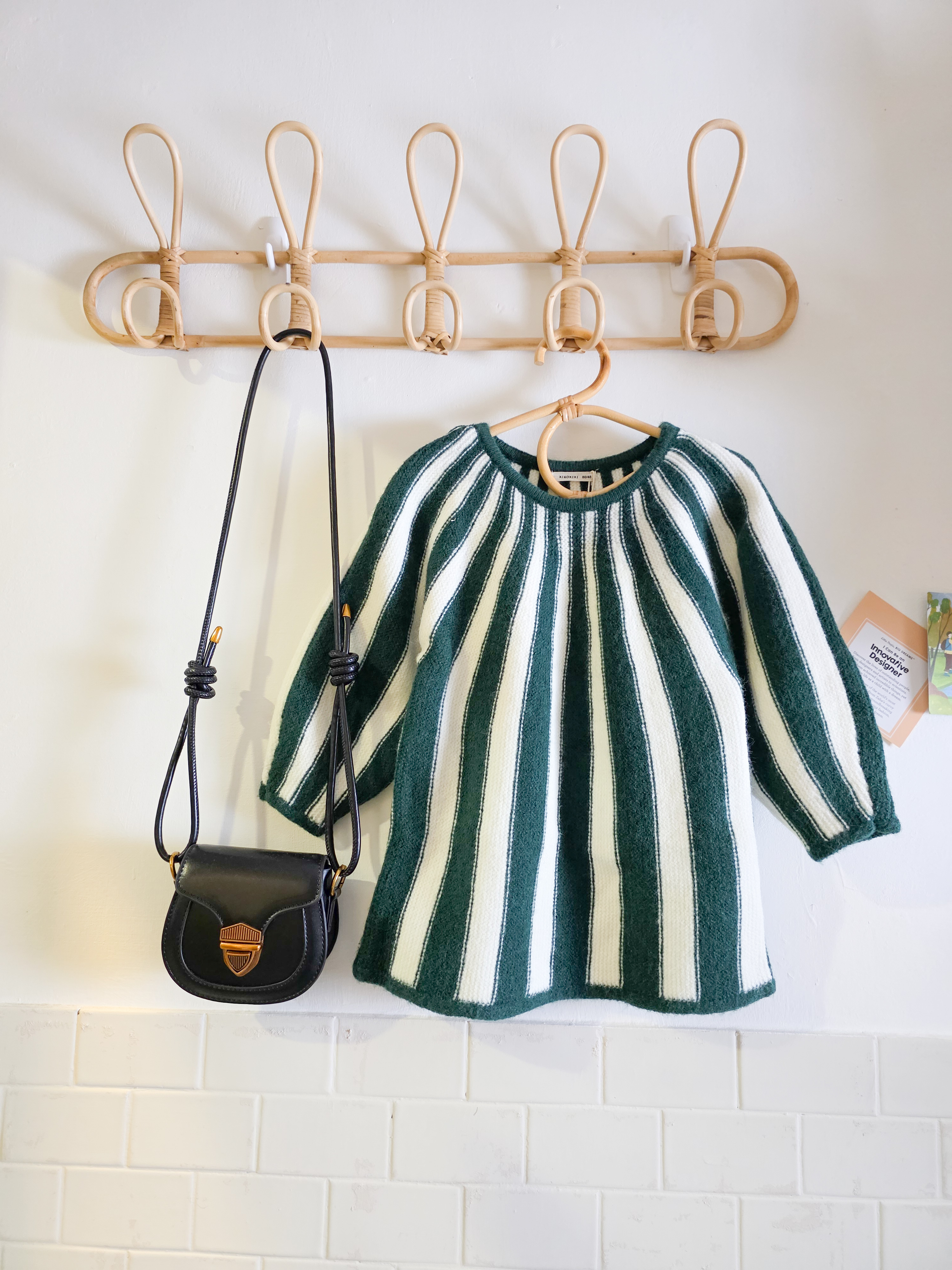 綠色條紋毛衣連身裙(PE)