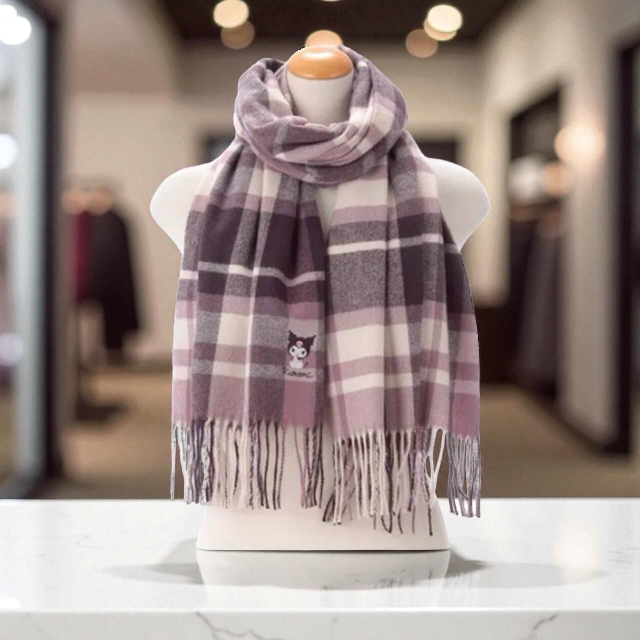25150-KU Sanrio Kuromi 經典格仔大圍巾 B #JP-AV25