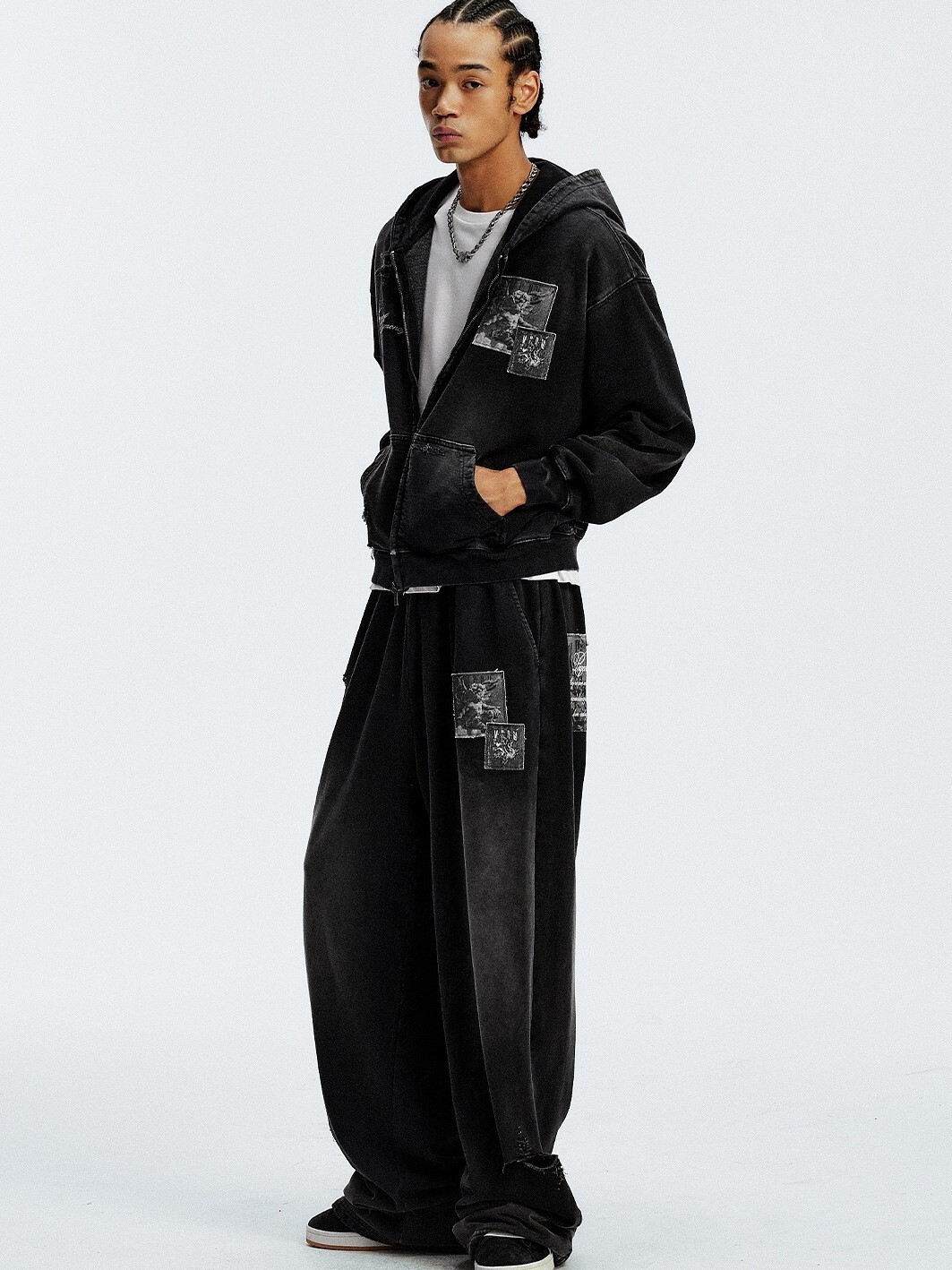 MEDM 貼布天使 水洗做髒磨破 寬鬆休閒 套裝