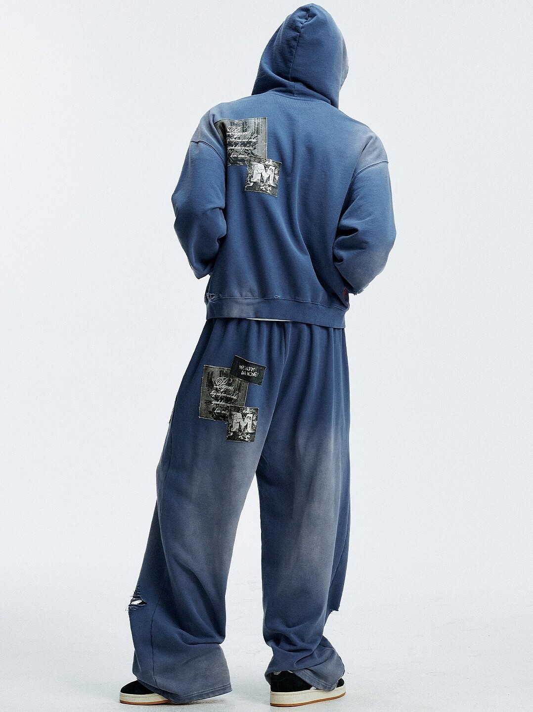 MEDM 貼布天使 水洗做髒磨破 寬鬆休閒 套裝