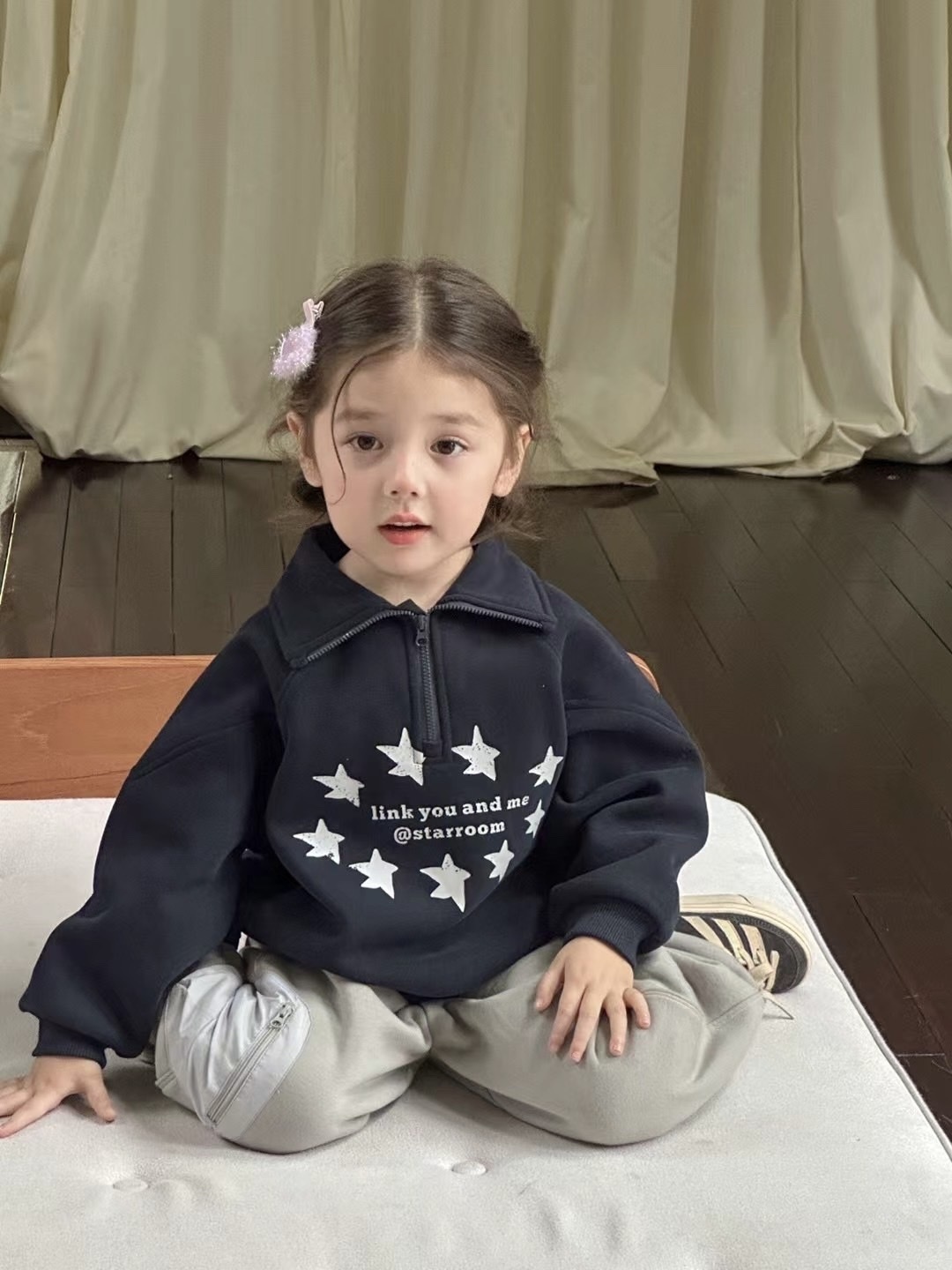 A03229設計師品牌星星半拉鏈上衣