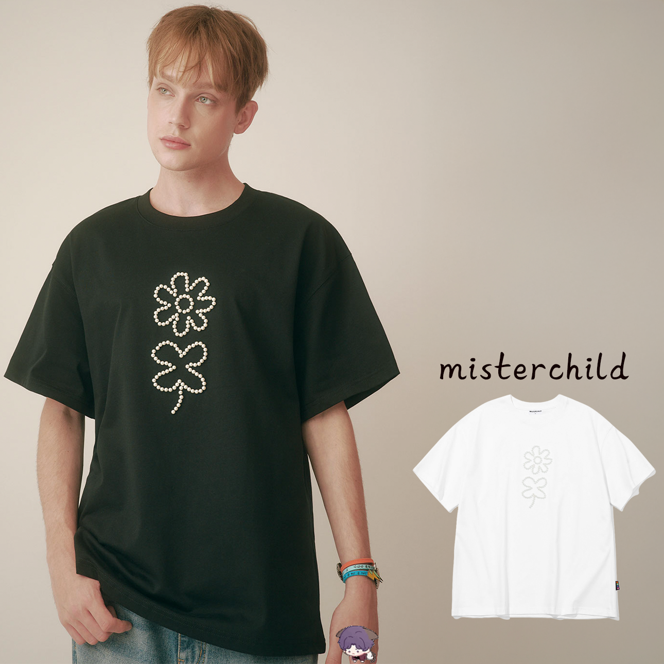 MISTERCHILD 珍珠小花 短袖上衣 T-SHIRT