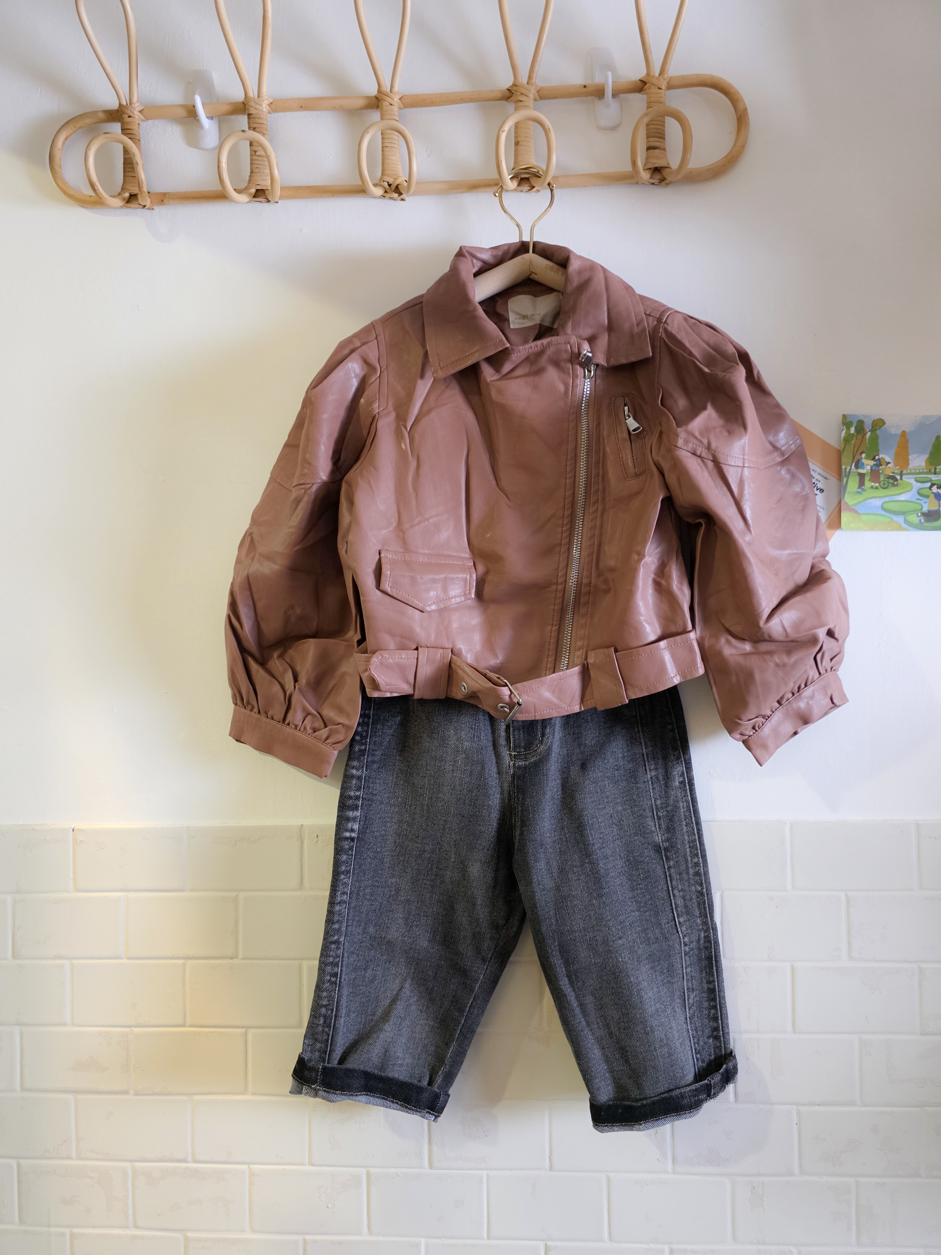 泰奶皮革 燈籠袖外套(PE)