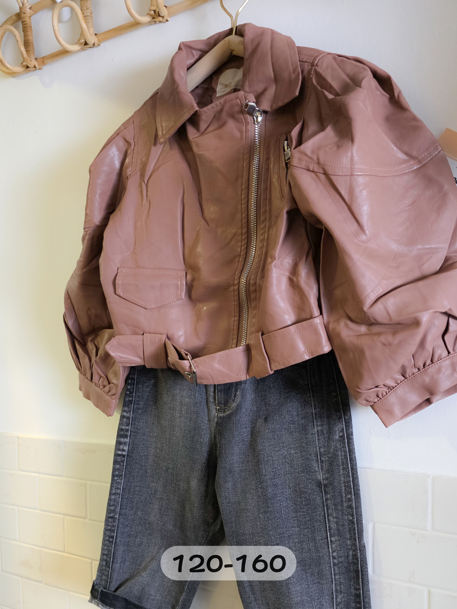 泰奶皮革 燈籠袖外套(PE)