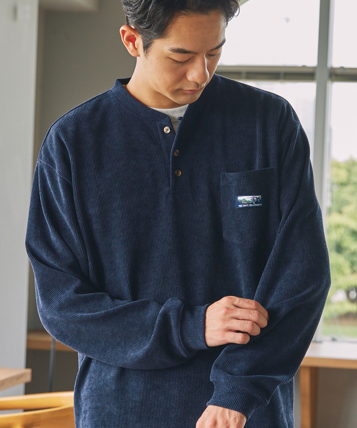 🇯🇵The craft crew 燈芯絨亨利領長袖 TCCP ls924