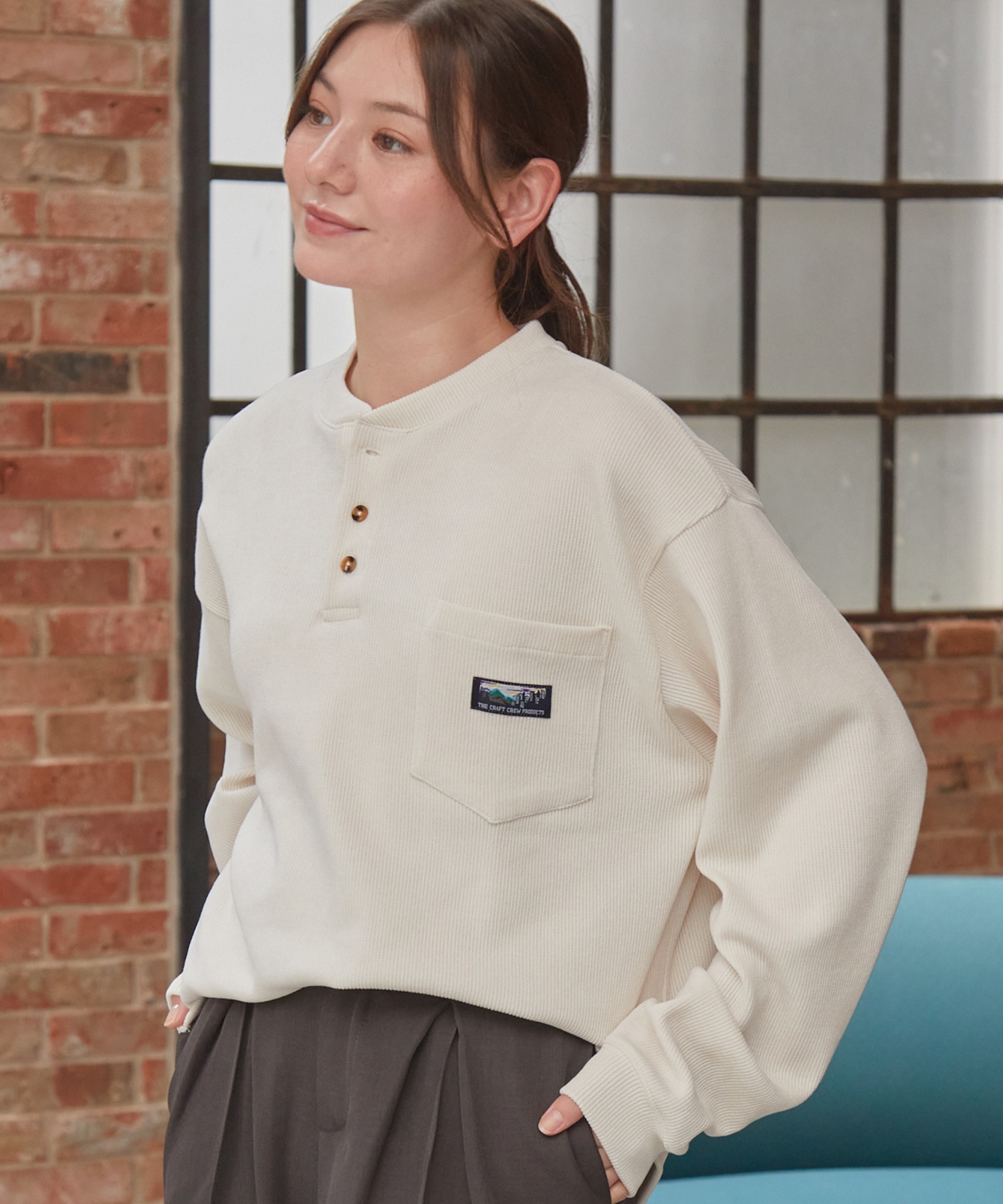 🇯🇵The craft crew 燈芯絨亨利領長袖 TCCP ls924