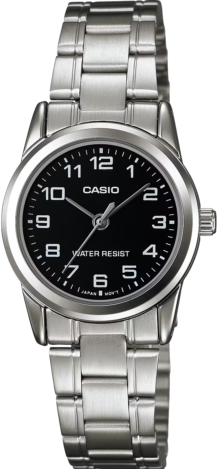 萬年鐘錶 - CASIO  復古經典黑面數字款女錶 LTP-V001D-1B  錶徑25MM