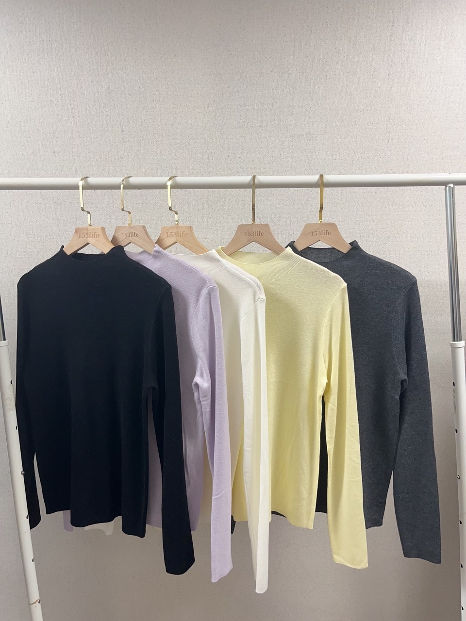 |現貨|彈性針織半領長袖(5色)