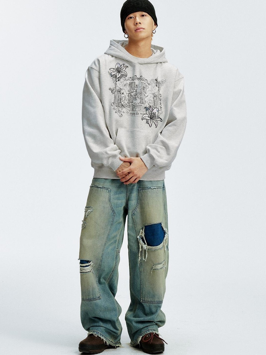 MEDM 對稱天使圖像印花 寬鬆帽T